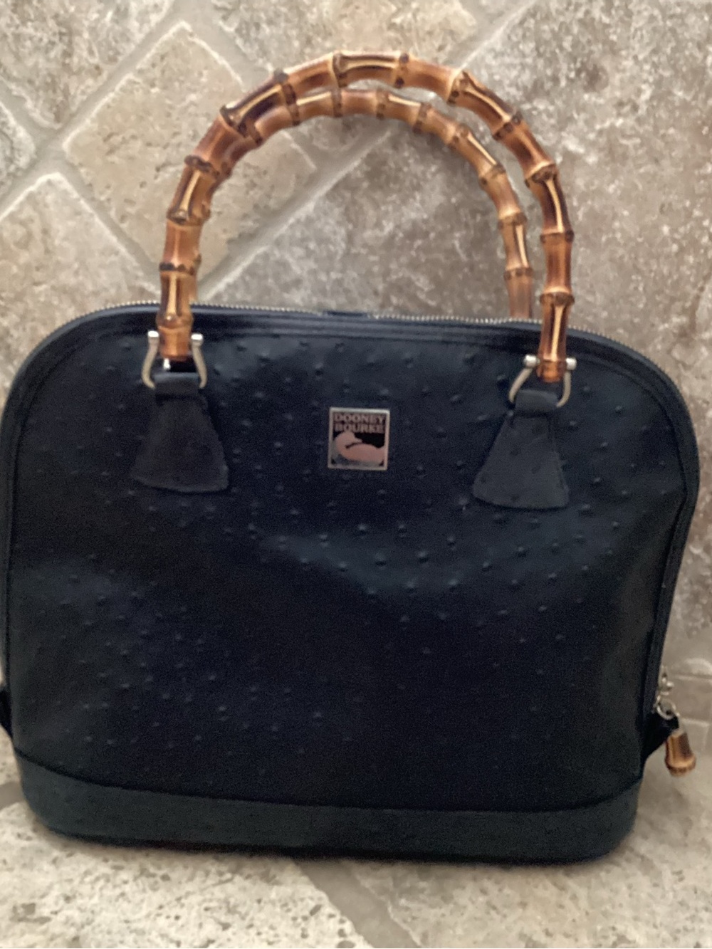 Dooney & Bourke Black Satchel with Bamboo Handles